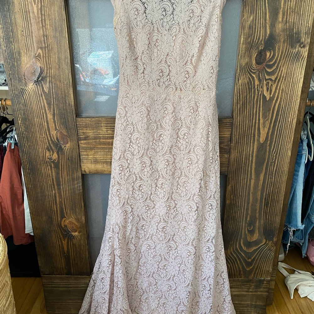 Stunning Blush Maxi Dress with Flowing Silhouette and Delicate Embroidery